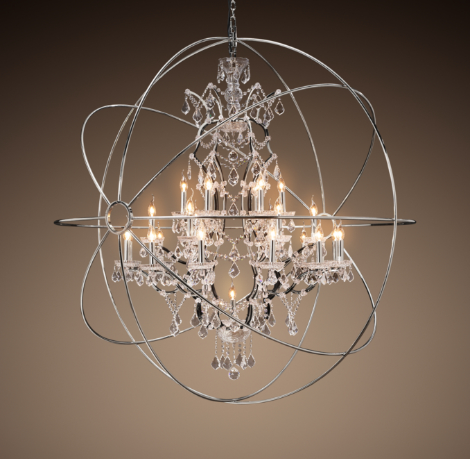Foucault's Orb Crystal Chandelier Polished Nickel Extra-Large
