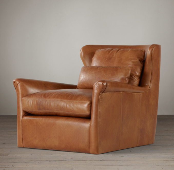 Belgian Wingback Leather Swivel Chair