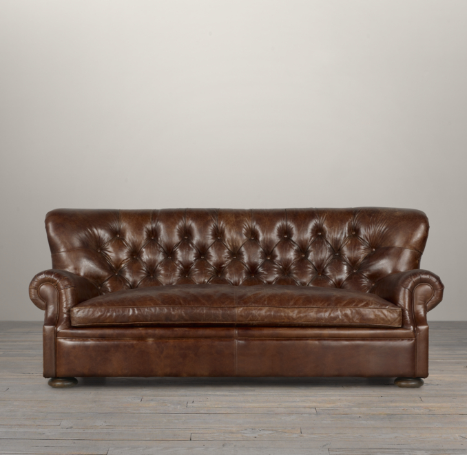 7' Churchill Leather Sofa without Nailheads