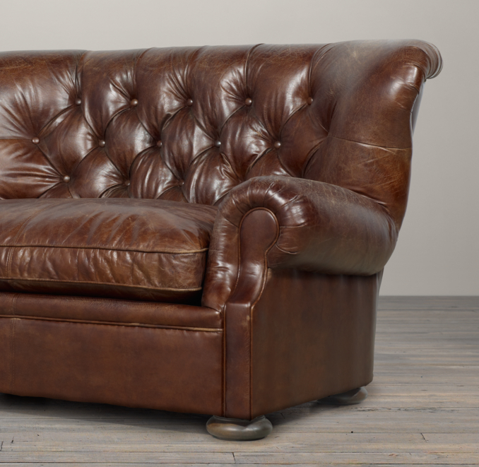 5' Churchill Leather Sofa without Nailheads