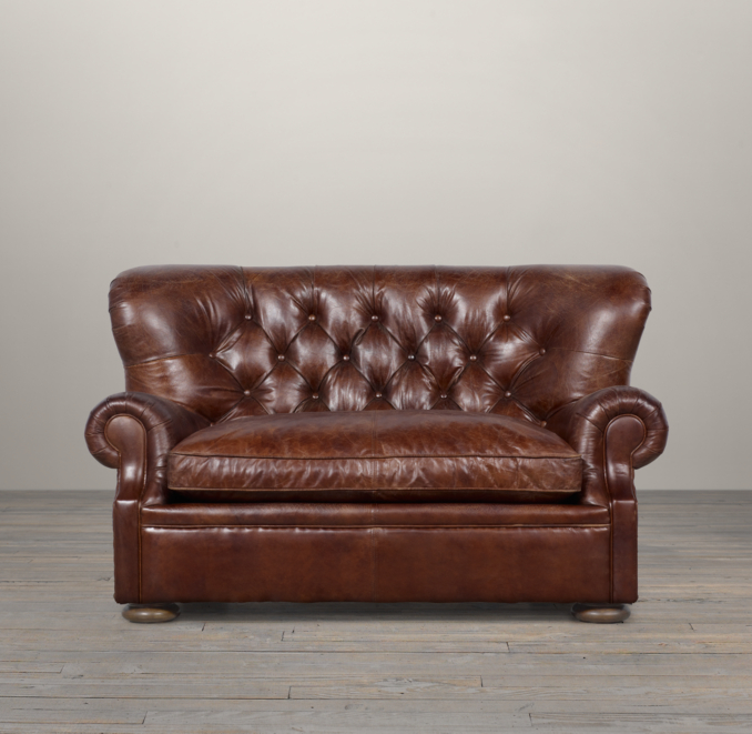 5' Churchill Leather Sofa without Nailheads