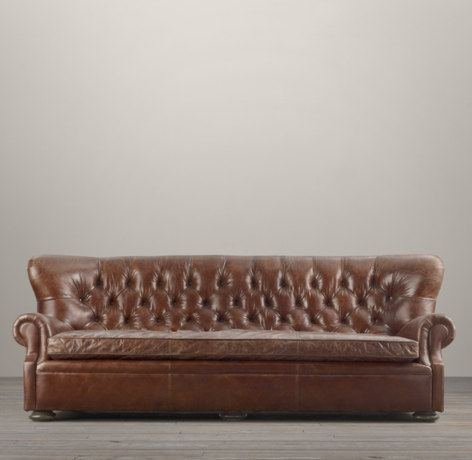 8' Churchill Leather Sofa without Nailheads
