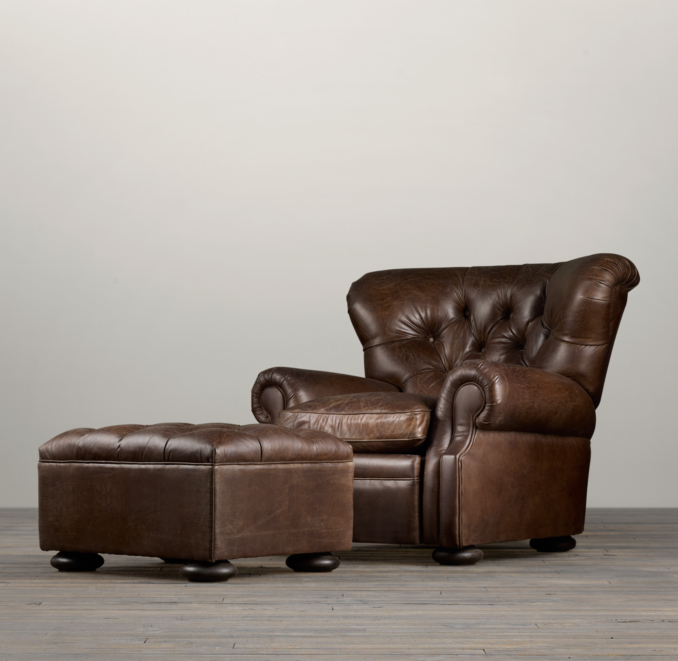 Churchill Leather Ottoman