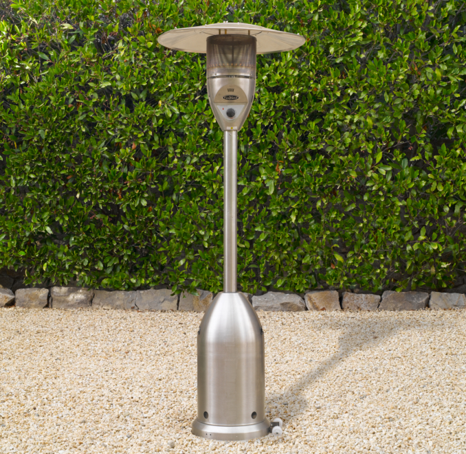 Deluxe Floor Propane Patio Heater Polished Stainless Steel