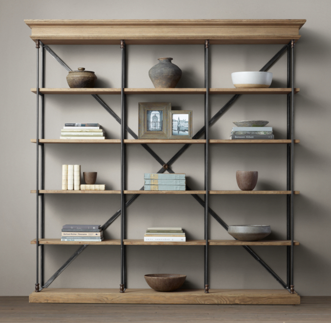 Parisian Cornice Wide Bookcase