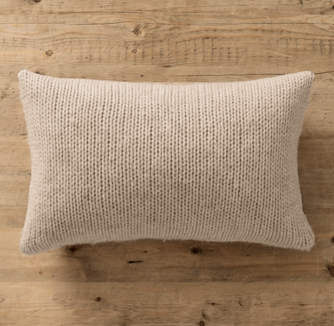 Italian Wool & Alpaca Ribbed Knit Lumbar Pillow Cover - Oatmeal