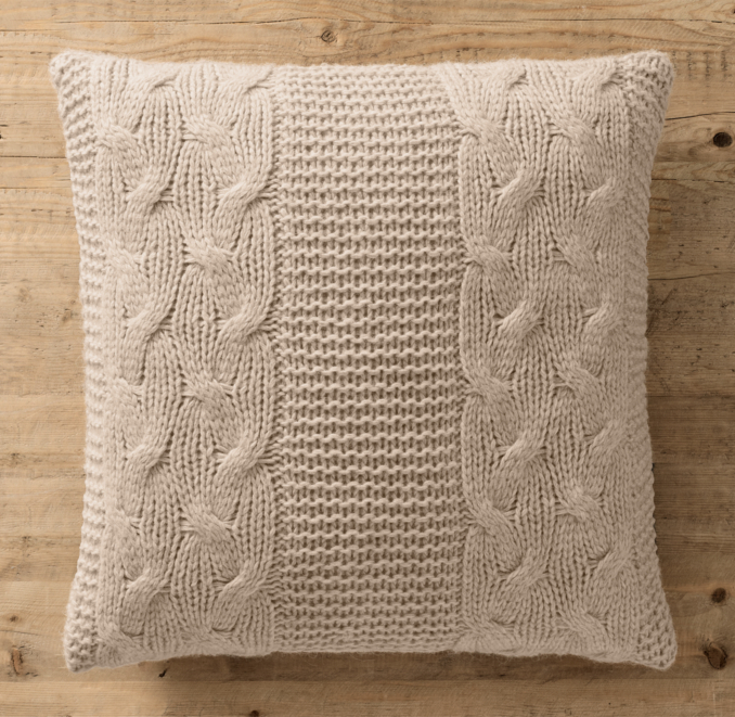 Italian Wool & Alpaca Cable Knit Pillow Cover - Oatmeal