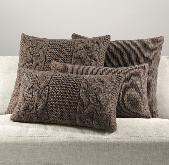 Italian Wool & Alpaca Knit Pillow Cover Collection - Mocha