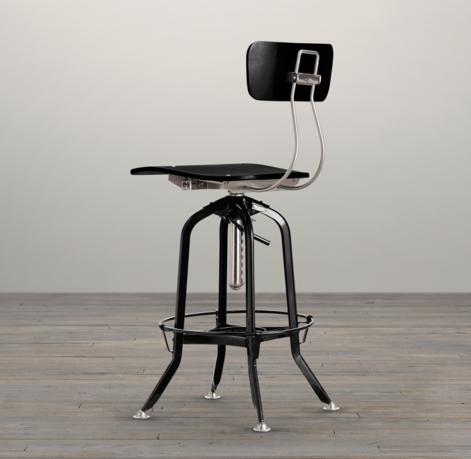 Vintage Toledo Bar Chair Black Enamel