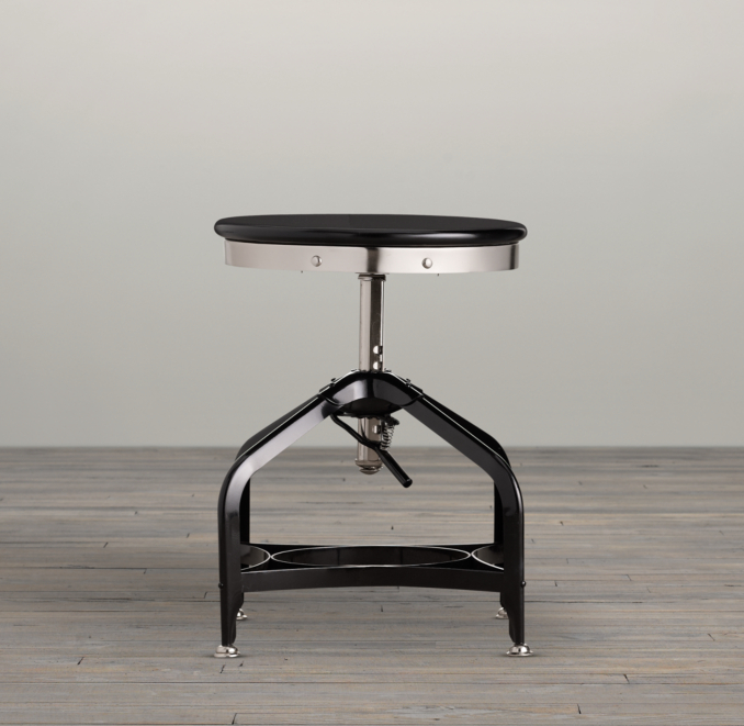 Vintage Toledo Dining Stool Black Enamel