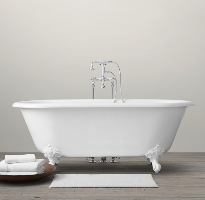 Vintage Imperial Clawfoot Soaking Tub with Floor Mounting Fittings with White Feet 