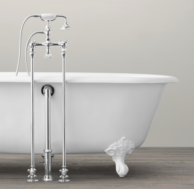 Vintage Imperial Clawfoot Soaking Tub with Floor Mounting Fittings with White Feet 