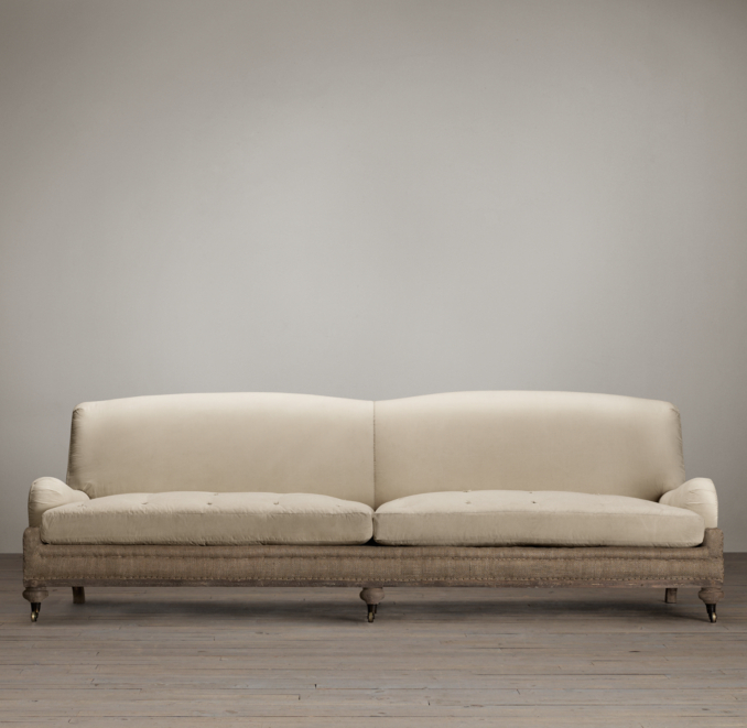 Deconstructed English Roll Arm Sofa Antiqued Linen