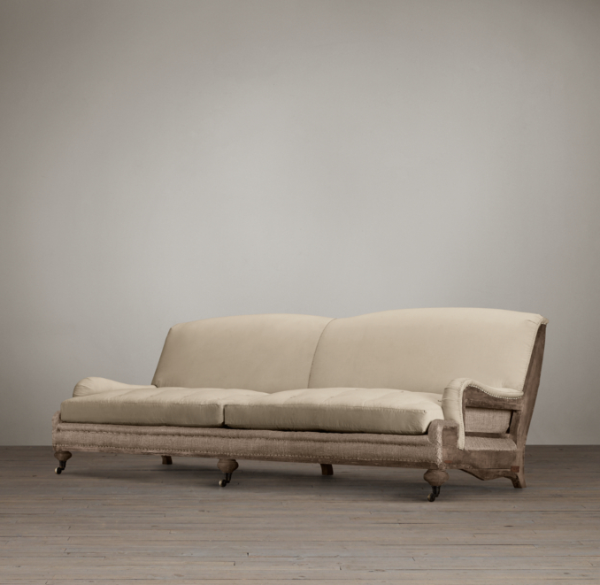 Deconstructed English Roll Arm Sofa Antiqued Linen