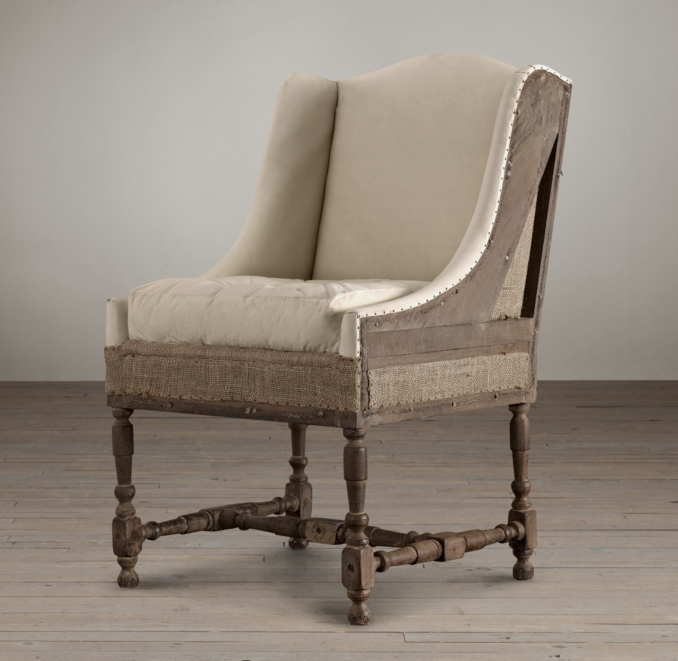 Deconstructed Slope Arm Dining Chair Antiqued Linen
