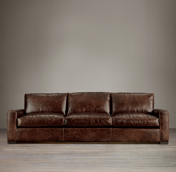 8' Maxwell Leather Three Cushion Sofa