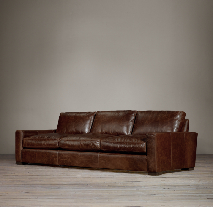 8' Maxwell Leather Three Cushion Sofa