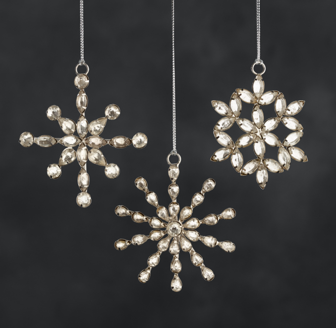 Victorian Glass Mini Snowflakes - (Set of 3)