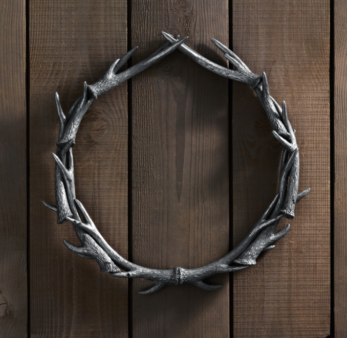Weathered Antler Wreath 30" - Aluminum