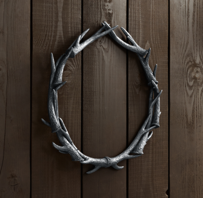 Weathered Antler Wreath 30" - Aluminum