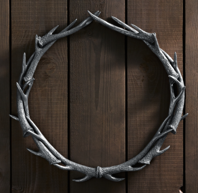 Weathered Antler Wreath 36" - Aluminum