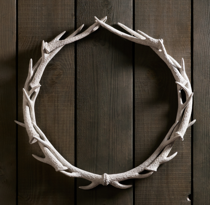 Weathered Antler Wreath 36" - White