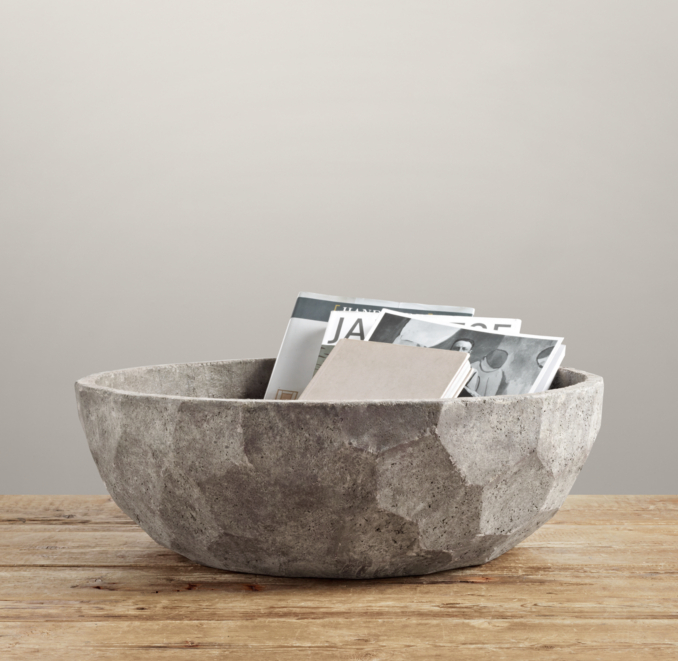 Sculptural Stone Vessel Faceted Bowl Large