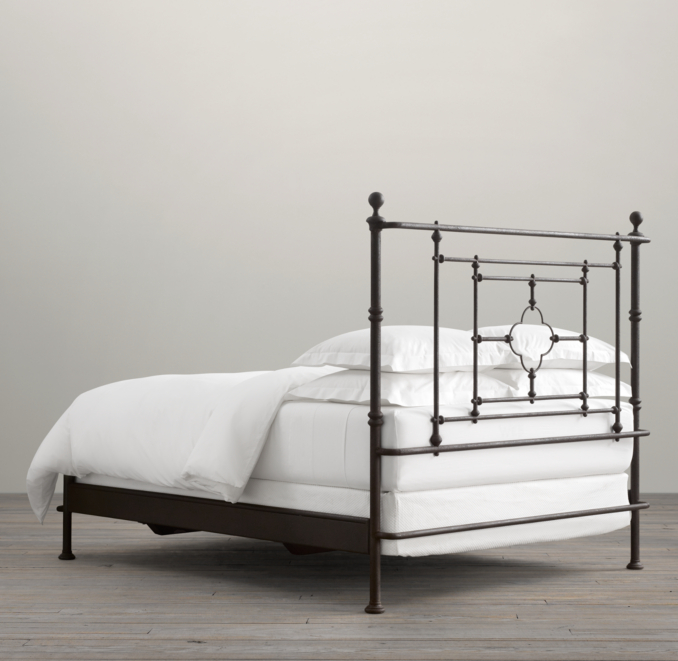 19th C. Quatrefoil Iron Bed without Footboard