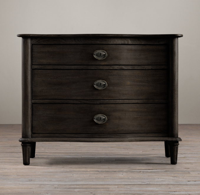 38" Empire Rosette Nightstand (Set of 2 Closed)  Antiqued Ebony