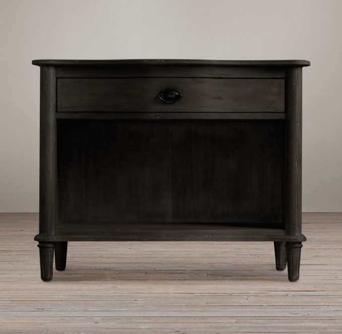 38" Empire Rosette Nightstand (Set of 2 Open) Antiqued Ebony