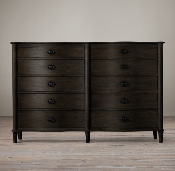 Empire Rosette 10-Drawer Dresser Antiqued Ebony