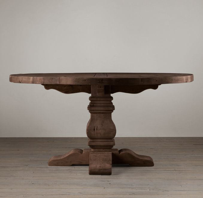 Pedestal Salvaged Wood Round Tables Salvaged Brown