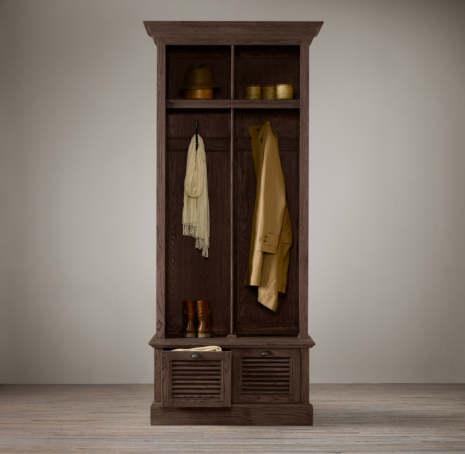 Shutter Weathered Oak 2-Bin Entry Locker
