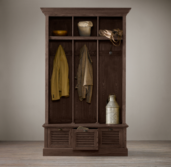 Shutter Weathered Oak 3-Bin Entry Locker