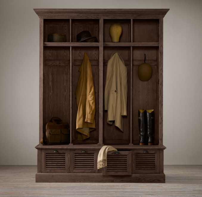 Shutter Weathered Oak 4-Bin Entry Locker