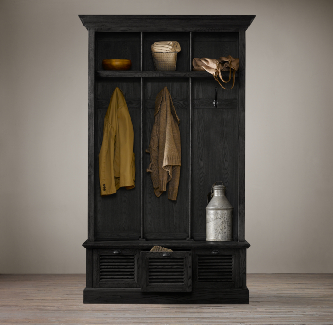 Shutter Weathered Oak 3-Bin Entry Locker