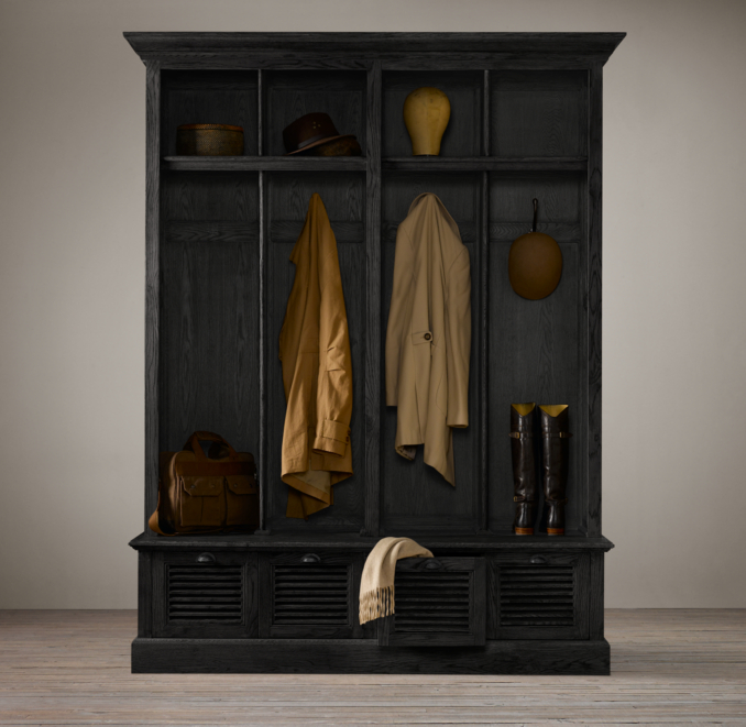 Shutter Weathered Oak 4-Bin Entry Locker