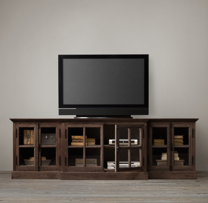 French Casement Media Console Glass Doors