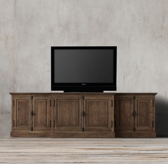 French Casement Media Console Solid Doors