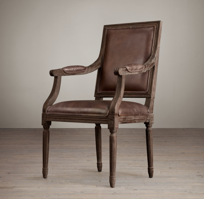 Vintage French Square Leather Armchair 