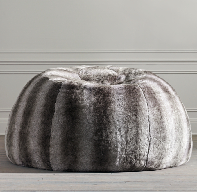Grand Luxe Faux Fur Double Bean Bag - Chinchilla