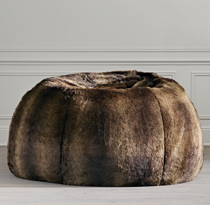 Grand Luxe Faux Fur Double Bean Bag - Sable