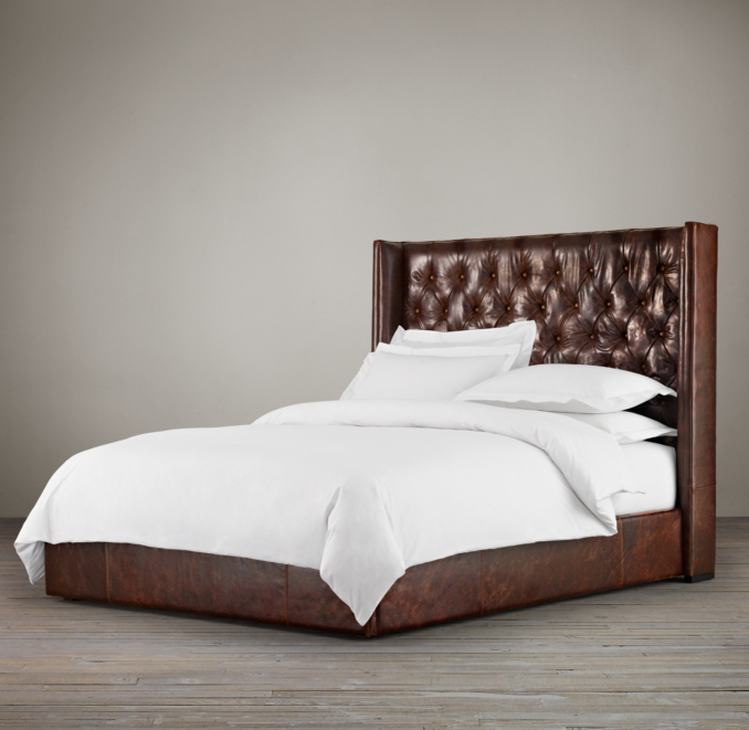 56" Adler Tufted Platform Bed Leather