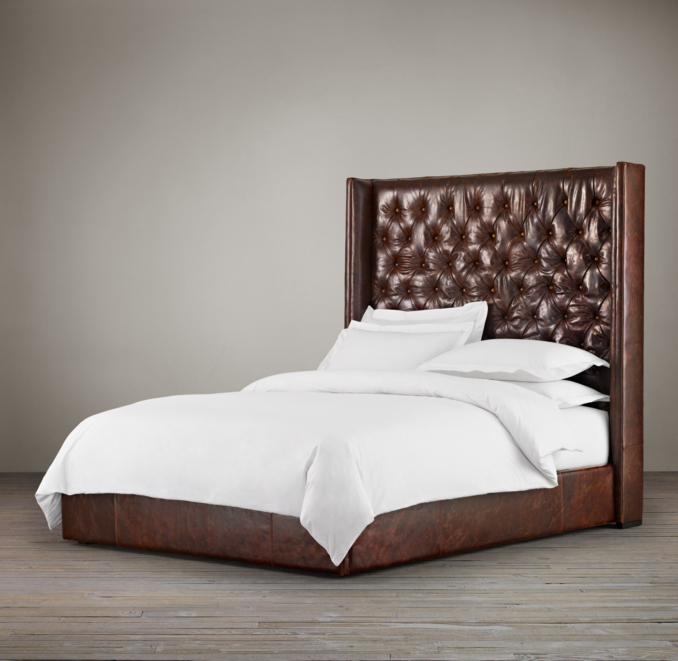 68" Adler Tufted Platform Bed Leather
