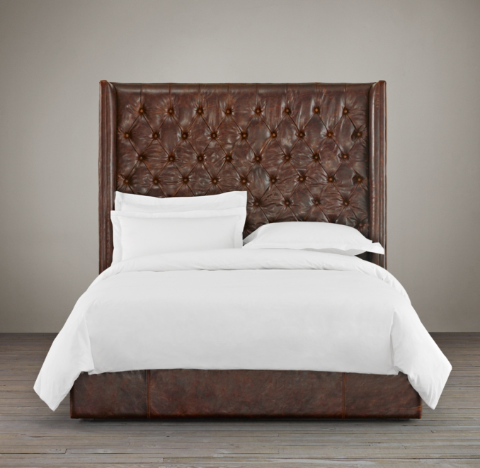 68" Adler Tufted Platform Bed Leather