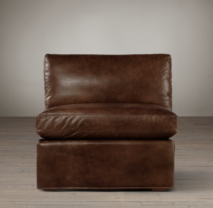 Belgian Slope Arm Leather Armless Chair