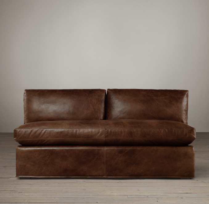 Belgian Slope Arm Leather Armless Sofa