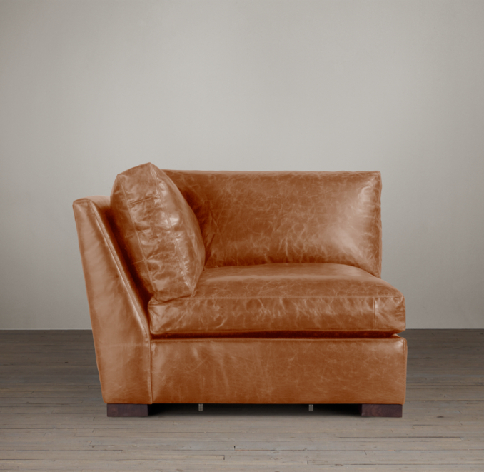 Belgian Slope Arm Leather Corner Chair