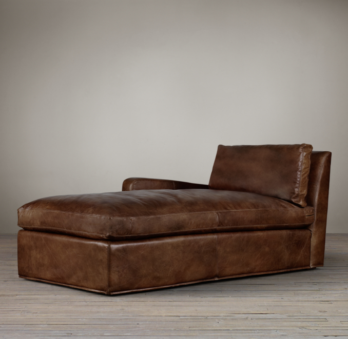 Belgian Slope Arm Leather Left-Arm Chaise