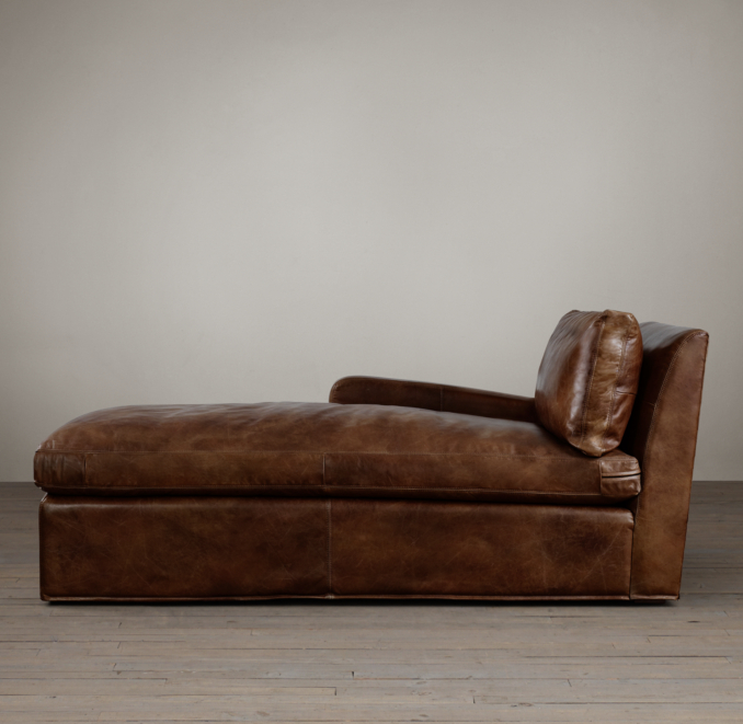 Belgian Slope Arm Leather Left-Arm Chaise